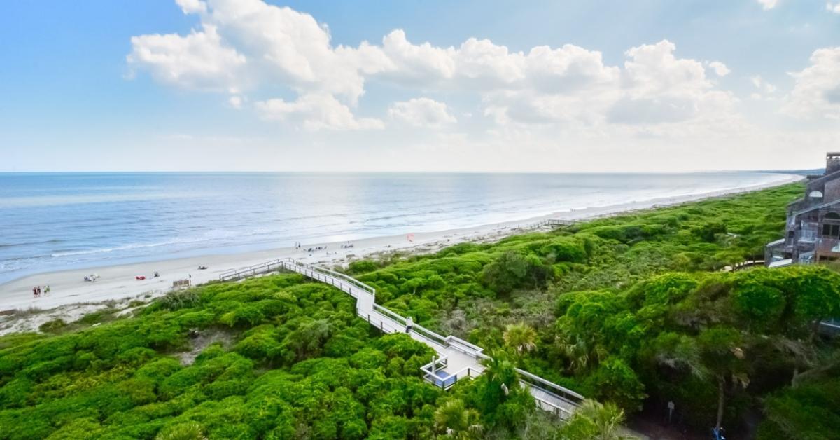view of kiawah island beach and ocean
