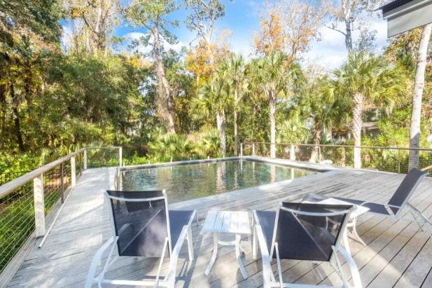 deck with pool at kiawah island home