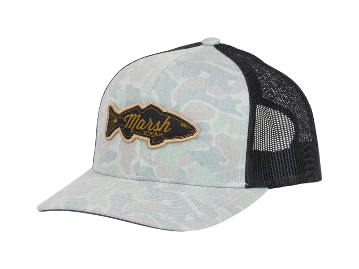 trucker hat with redfish logo