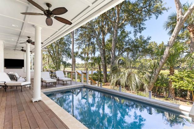 pool and deck with view of kiawah island golf course