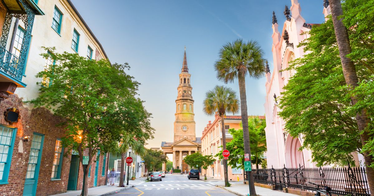 view of broad street in downtown charleston
